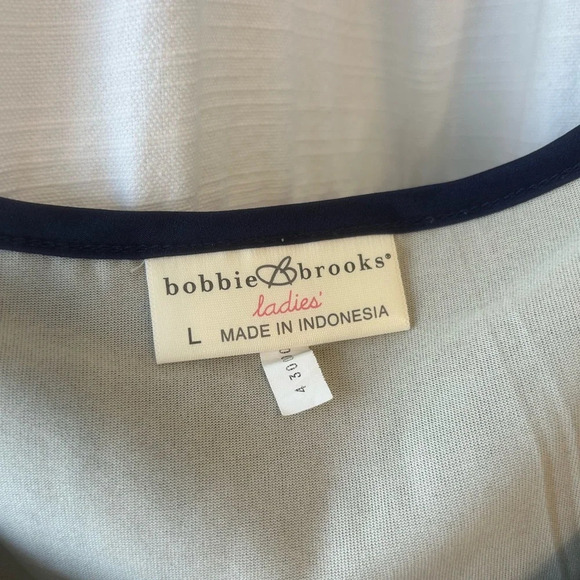 Bobbie brooks blue and beige tank top with cut out design size L - Picture 2 of 6